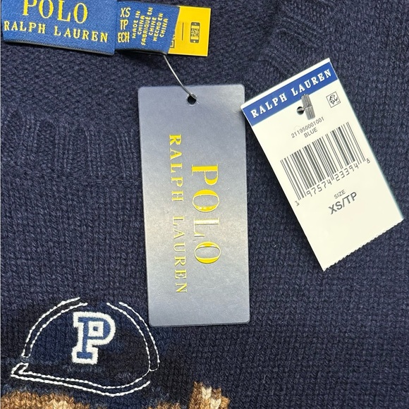 NWT Polo Ralph Lauren Polo Bear Wool Blend Women’s Blue Sweater - Picture 10 of 12